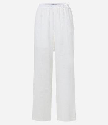 Calça Fluída Texturizada em Algodão com Cós Elástico