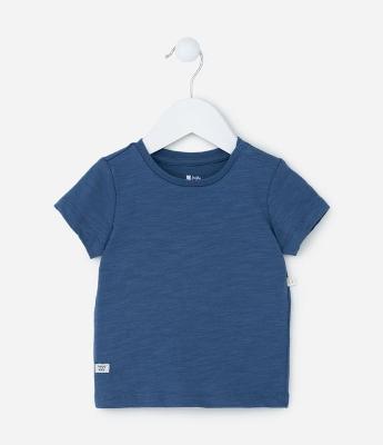 Camiseta Básica Infantil com Etiqueta Happy Kids - Tam 3 a 18 meses