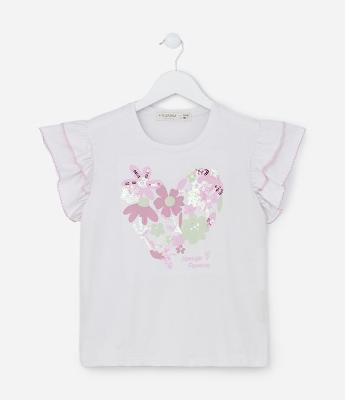 Blusa Infantil com Bordado em Paetês e Babadinho - Tam 5 a 14 Anos
