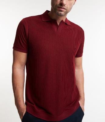 Camisa Polo com Gola Lapela sem Botão e Textura Canelada
