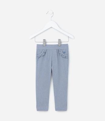 Calça Jegging Infantil com Babadinhos no Bolso - Tam 1 a 5 Anos