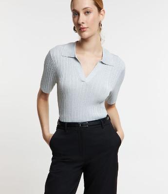 Blusa em Viscose com Texturas e Detalhe em Fio Metalizado