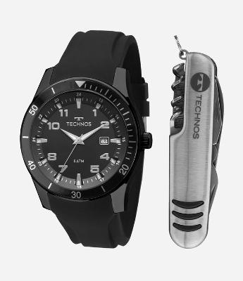 Relógio Masculino Technos Analógico com Caixa em Aço e Pulseira em Silicone