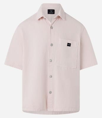 Camisa Boxy em Sarja Estonada com Bolso no Peito