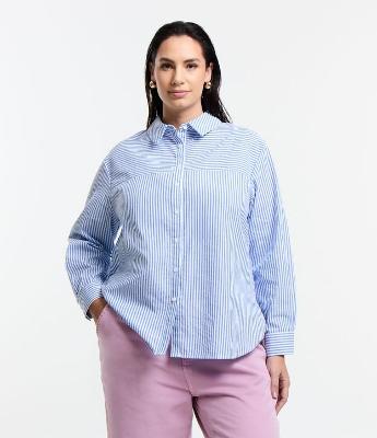 Camisa em Ana Ruga Listrada Curve & Plus Size
