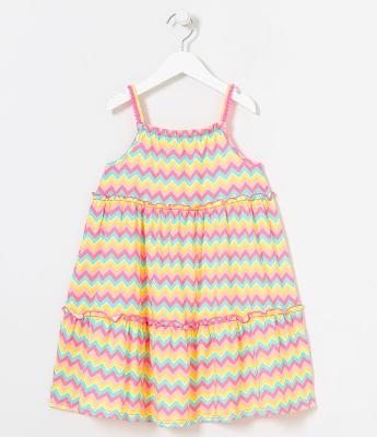 Vestido Infantil Marias com Estampa Zig Zag - Tam 5 a 14 Anos