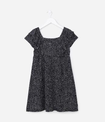 Vestido Infantil com Babados e Estampa Poá - Tam 5 a 14 Anos