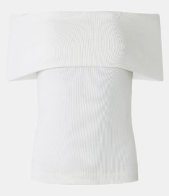 Blusa Ombro a Ombro em Ribana com Dobra no Decote