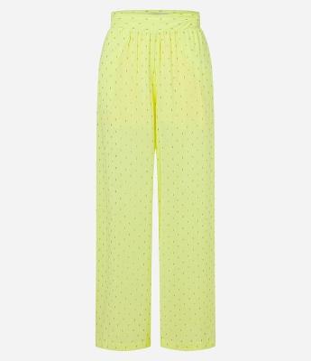 Calça Pantalona em Viscose com Miçangas