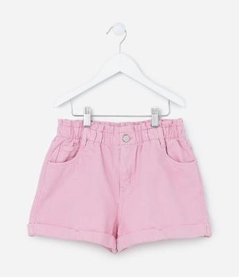 Short Clochard Infantil em Sarja com Barra Dobradinha - Tam 5 a 14 anos