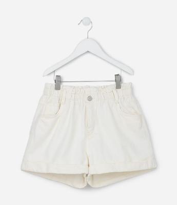 Short Clochard Infantil em Sarja com Barra Dobradinha - Tam 5 a 14 anos