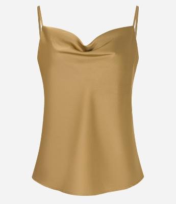 Blusa de Alcinha em Tecido Acetinado com Decote Degagê
