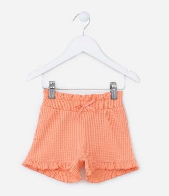 Short Clochard Infantil em Malha Texturizada com Babadinho - Tam 1 a 5 anos