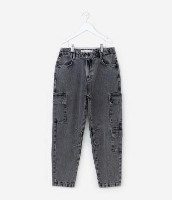 Calça Slouchy Infantil em Jeans com Bolso Cargo - Tam 5 a 14 anos