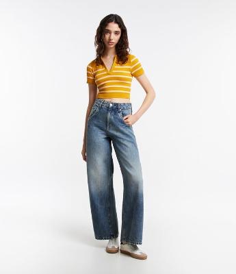 Blusa Cropped Canelada Seamless com Listras