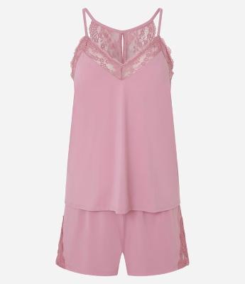 Pijama Short Doll com Detalhes em Renda