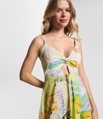 Vestido New Midi em Algodão com Estampa Frutinhas