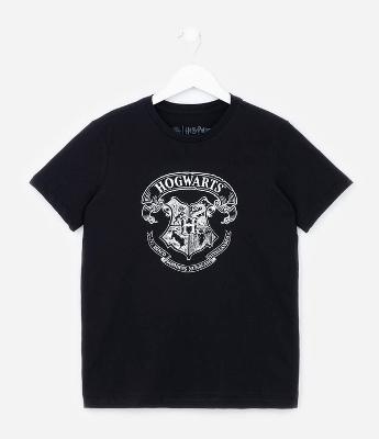 Camiseta Infantil com Estampa Brasão de Hogwarts  - Tam 7 a 14 anos