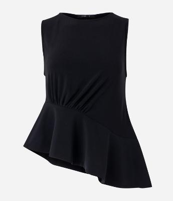 Blusa sem Manga com Peplum Assimétrico na Barra