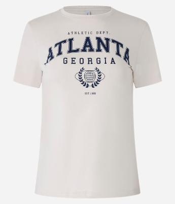 Camiseta Alongada em Algodão com Estampa College Atlanta
