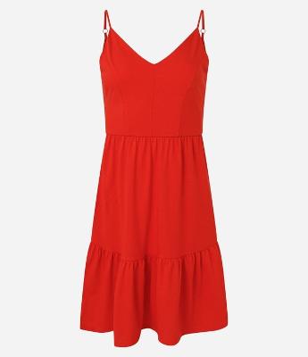 Vestido Curto em Algodão com Recorte e Alcinhas Finas