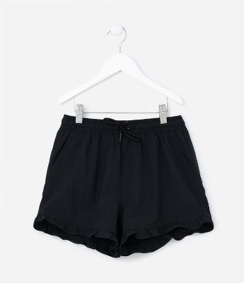 Short Infantil em Microfibra com Babadinhos e Amarração - Tam 5 a 14 Anos