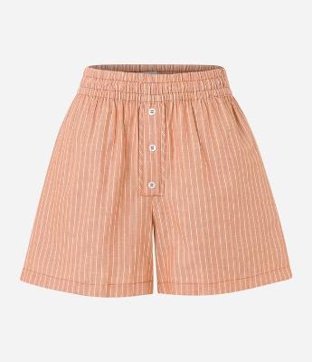 Short em Tricoline com Cós Elástico e Botões Frontais