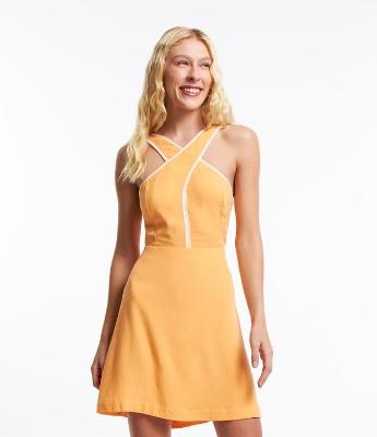 Vestido Curto em Viscose com Linho e Decote Cruzado