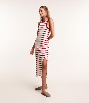 Vestido Midi em Ribana com Listras