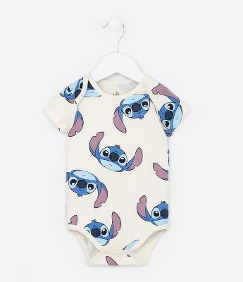 Body Infantil em Algodão com Estampa do Stitch - Tam 0 a 18 meses