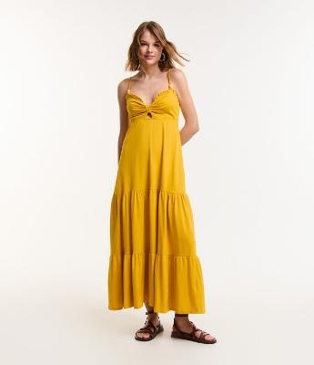 Vestido New Midi em Algodão com Alça Trançada
