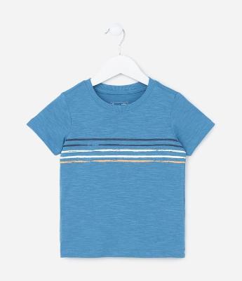 Camiseta Infantil com Listras no Peito - Tam 1 a 5 Anos