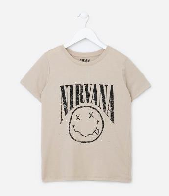 Camiseta Infantil em Algodão com Estampa do Nirvana - Tam 5 a 14 Anos
