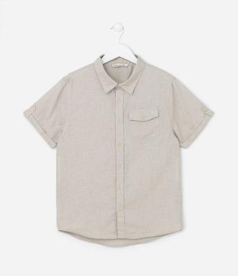 Camisa Infantil com Bolsinho e Botões - Tam 5 a 14 Anos