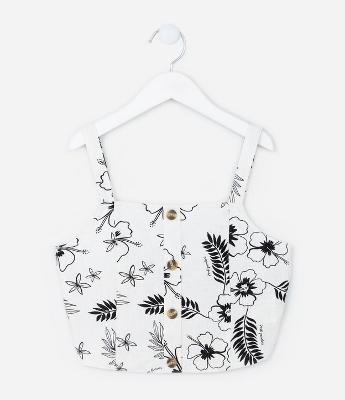 Blusa Infantil Floral com Botõezinhos - Tam 5 a 14 Anos