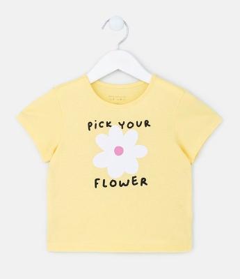 Blusa Infantil em Algodão com Estampa de Flor - Tam 1 a 5 Anos