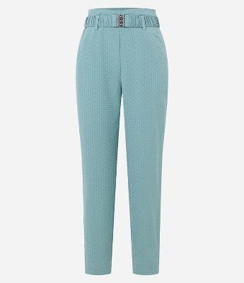 Calça Reta em Jacquard com Cinto Elástico