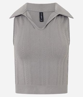 Blusa Cropped Seamless com Gola Polo