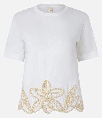 Blusa em Algodão com Flor Bordada na Barra