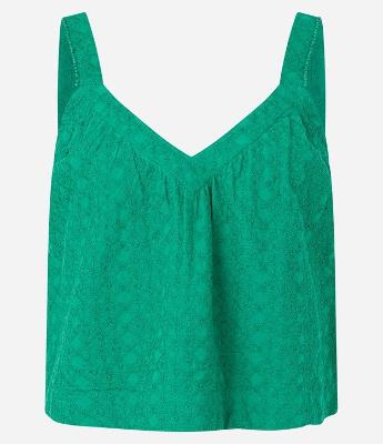 Blusa Curta em Laise com Miçangas nas Alças