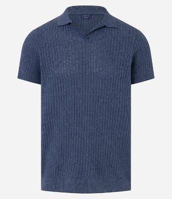 Camisa Polo com Textura Canelada e Gola em V