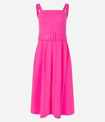 Vestido em Piquet com Alça e Cinto Pespontado de Fivela