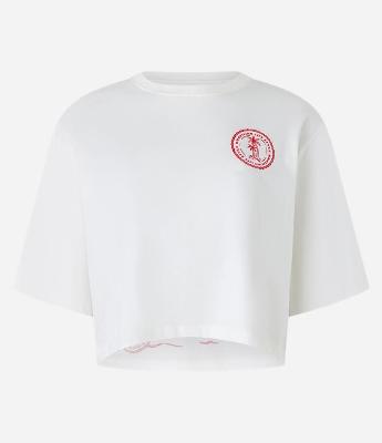 Blusa Cropped em Algodão com Estampa Frente e Costas Nascida no Paraíso