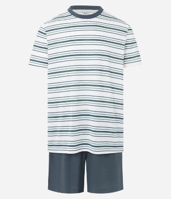 Pijama Curto com Listras Finas Horizontais