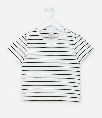 Camiseta Infantil com Estampa Listrada - Tam 7 a 14 Anos