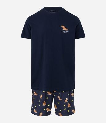 Pijama Curto em Algodão com Estampa de Capivara