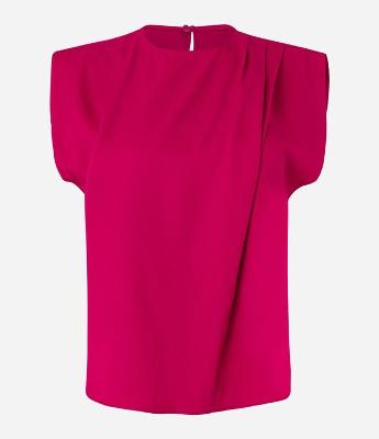 Blusa Sem Manga em Crepe com Franzido no Ombro
