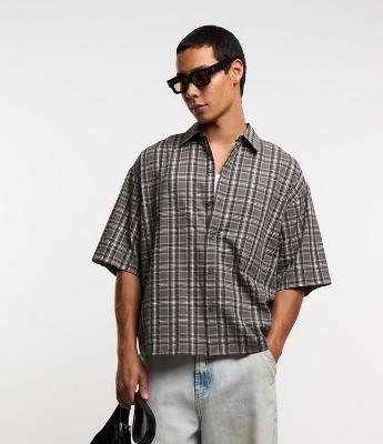 Camisa Oversized em Flanela com Efeito Amassado