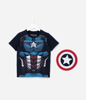 Camiseta Infantil com Estampa do Capitão America - Tam 3 a 8 Anos
