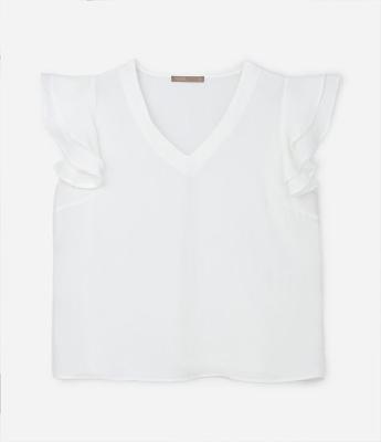 Blusa em Crepe com Babado Airflow Curve & Plus Size